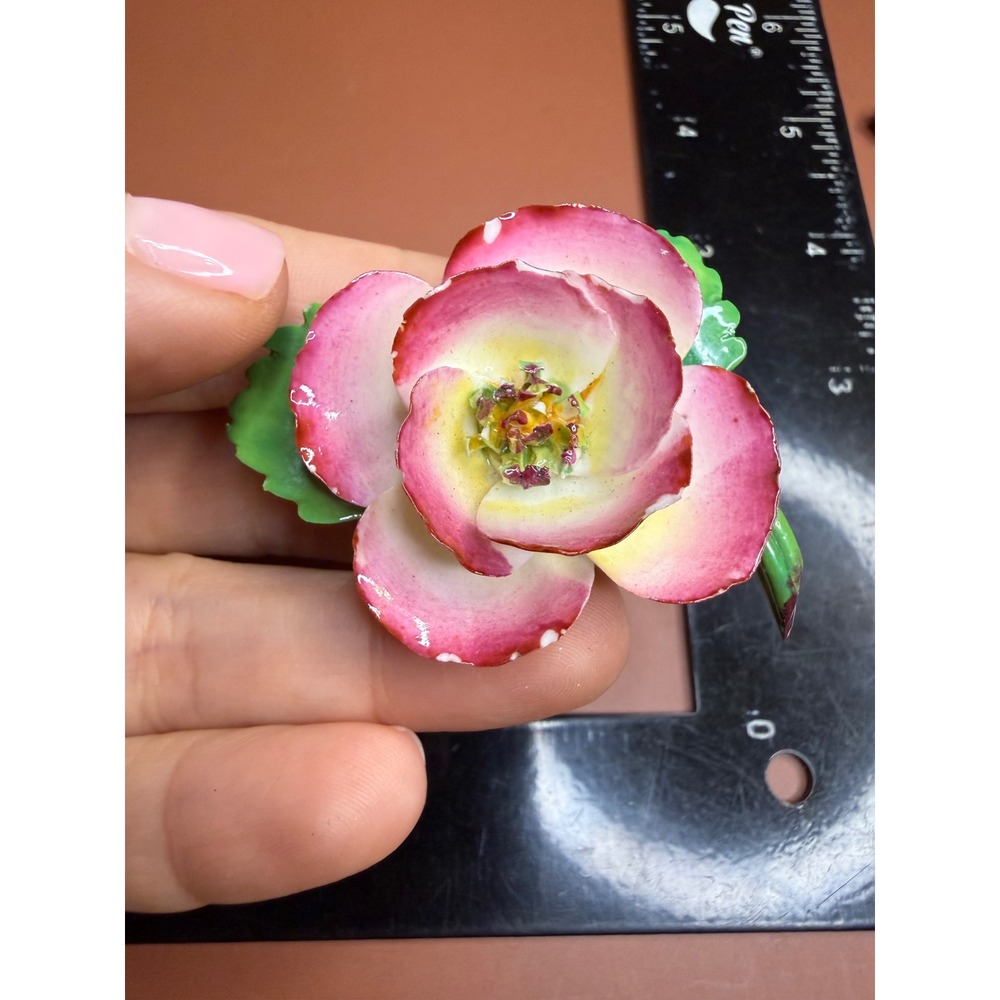 Cara China Staffordshire Bone China Pink Flower Brooch Pin Made in England